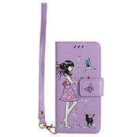 For Samsung Galaxy A5(2017) A3(2017) Phone Case PU Leather Material Woman and Cat Pattern Luminous Phone Case A5(2016) A3(2016)