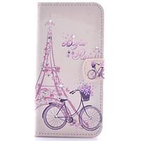 For Samsung Galaxy Case Card Holder / Rhinestone / with Stand / Flip / Pattern / Magnetic Case Full Body Case Eiffel Tower PU Leather