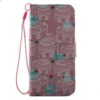 For iPhone 7 7 Plus 6s 6 Plus SE 5S Case Cover Auspicious Elephant Pattern PU Leather Material Card Stent