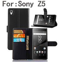 For Sony Case / Xperia Z5 Wallet / Card Holder / with Stand / Flip Case Full Body Case Solid Color Hard PU Leather for SonySony Xperia Z5