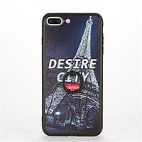 For Ring Holder Embossed Pattern Case Back Cover Case Eiffel Tower Hard PC for Apple iPhone 7 Plus iPhone 7 iPhone 6s Plus iPhone 6 Plus