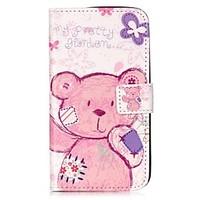 For LGK10 K7 K8 V10 LS775 Case Cover Pudding Bear Pattern Painting Card Stent PU Leather Phone Case