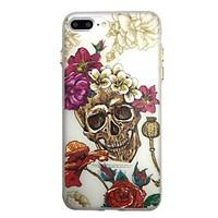 For Glow in the Dark Pattern Case Back Cover Case The Skeleton Rose Soft TPU for iPhone7 7plus 6 6Splus 5 5S