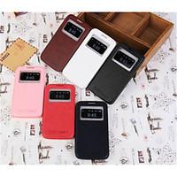 For Samsung Galaxy Case with Stand / with Windows / Flip Case Full Body Case Solid Color PU Leather Samsung Grand 2