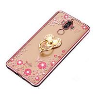 For Huawei Mate9Pro Cover Case Rhinestone Plating Ring Holder Transparent DIY Back Cover Case Flower Soft TPU Mate 9/8/7/P9/P9Lite/P9Plus/P8/P8Lite/