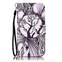 For iPhone 7Plus 7 6s Plus 6Plus 6S 6 SE 5s 5 PU Leather Material Black and White Trees Embossed Protective Cover