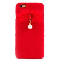 For Rhinestone DIY Case Back Cover Case Solid Color Mink Hair Pendant with PC Material Case for Apple iPhone 7 7 Plus 6s 6 Plus