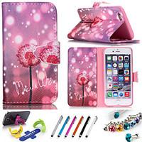 For iPhone 6 Case / iPhone 6 Plus Case Wallet / Card Holder / with Stand / Flip / Pattern Case Full Body Case Dandelion Hard PU Leather