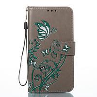 For Samsung Galaxy A3(2017) A5(2017) Case Cover Card Holder with Stand Flip Embossed Pattern Full Body Case Butterfly Hard PU Leather