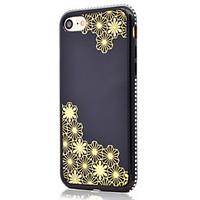 For Gold-Plated Flower Pattern Side Rhinestone Mirror Function Soft TPU Phone Case for iPhone 7 Plus 7 6S Plus 6S 6