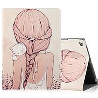 For Apple iPad (2017) iPad Air 2 iPad Air Case Cover with Stand Flip Pattern Full Body Case Sexy Lady Cat Hard PU Leather