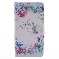 For Samsung Galaxy Note 4 Case Cover Card Holder Wallet with Stand Flip Pattern Full Body Case Word / Phrase Flower Hard PU Leather