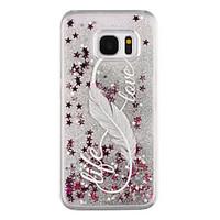 For Samsung Galaxy S8 Plus S8 Phone Case Feather Pattern Flowing Quicksand Liquid Glitter Plastic PC Materia S7 edge S7