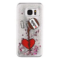 For Samsung Galaxy S8 Plus S8 Phone Case Love Type Pattern Flowing Quicksand Liquid Glitter Plastic PC Materia S7 edge S7