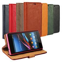 For Sony Case / Xperia Z3 Card Holder / Wallet / with Stand / Flip Case Full Body Case Solid Color Hard PU Leather for SonySony Xperia Z2