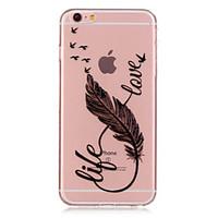 For iPhone 7 Plus TPU Life and Love Feather Pattern Transparent Soft Back Case for iPhone 6s 6 Plus