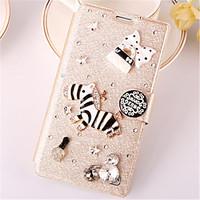 For Samsung Galaxy Note Card Holder / Rhinestone / with Stand / Flip Case Full Body Case 3D Cartoon PU Leather SamsungNote 4 / Note 3