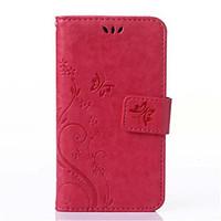 For Samsung Galaxy Case Card Holder / Wallet / with Stand / Flip / Embossed Case Full Body Case Flower PU Leather Samsung Alpha