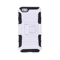 For iPhone 6 4.7 Dual Layer Silicone & PC Back Case Protective Shell Cover with Stand White