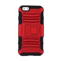 For iPhone 6 4.7\'\' Dual Layer Silicone & PC Back Case Protective Shell Cover with Stand Red