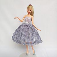 For Barbie Doll Gray Lace Dresses For Girl\'s Doll Toy