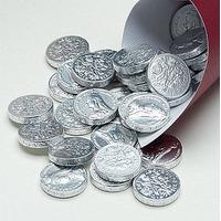 Foil Wrapped Silver Milk Chocolate Coins Favours Pack