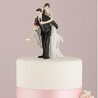 football piggy back bride and groom cake topper dark skin tone