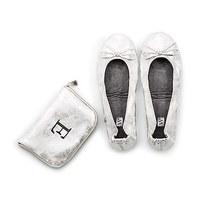 foldable flats pocket shoes silver large