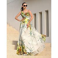 formal evening dress elegant floral a line straps floor length chiffon ...