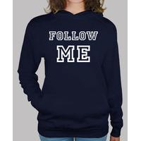 follow me hooded woman