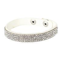 Four Row Crystal Leather Tennis Bracelet Jewelry Christmas Gifts