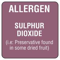 Food Allergen Labels Sulphur (Case of 18, 000)