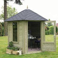 Forest Garden Henley Black Shingle Roofed Hexagonal Summerhouse - 11 x 10 ft - With Assembly