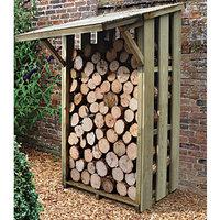 Forest Garden Timber Flip Roof Log Store Small - 4 x 4 ft