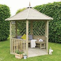 Forest Garden Burford Lattice Panel Timber Gazebo with Assembly - 2810 x 2450 mm