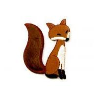 Fox Embroidered Iron On Motif Applique 50mm x 70mm Brown