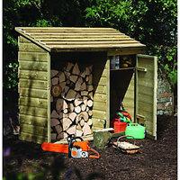 Forest Garden Timber Log Store with Tool Storage - 6 x 2 ft