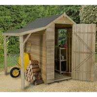 forest garden 4x6 overlap pressure treated apex shed with lean to with ...