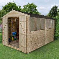 Forest Garden 8x12 Overlap Pressure Treated Double Door Apex Shed with Installation
