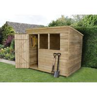 Forest Garden 8x6 Overlap Pressure Treated Pent Shed with Installation