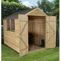 Forest Garden 6x8 Overlap Pressure Treated Apex Shed Double Door with Installation