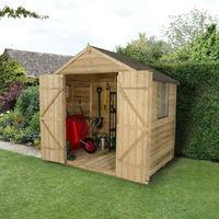 forest garden 5x7 overlap pressure treated double door apex shed with  ...
