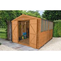 forest garden 8x12 overlap dip treated double door apex shed with inst ...
