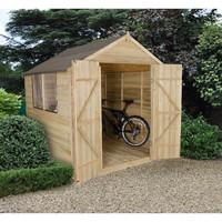 Forest Garden 7x7 Overlap Pressure Treated Double Door Apex Shed with Installation