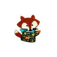 Fox Embroidered Iron On Motif Applique 50mm x 57mm Brown