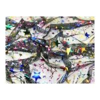 Foil Star Print Tulle Netting Fabric Black Multicoloured