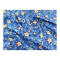 Football Print Cotton Poplin Fabric Blue