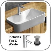 foggia 485cm semi recessed wash basin with mono mixer tap pop up waste