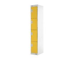 Four Compartment Locker Yellow Door 300mm Deep MC00024