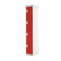 four compartment locker red door 450mm deep mc00059